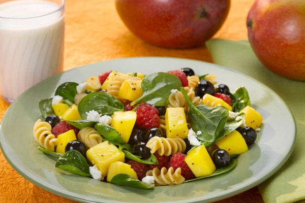 Mango Berry Rotini Salad on a plate